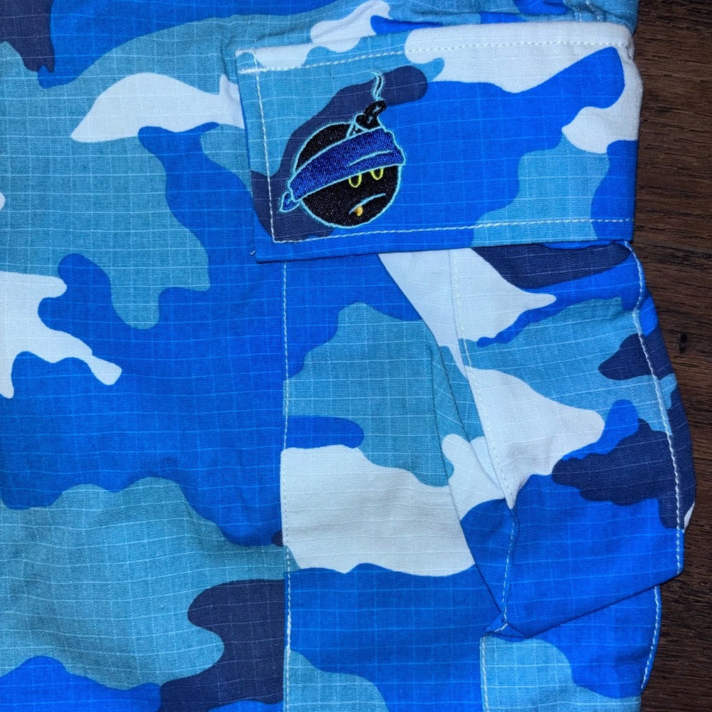 Blue Camo Men’s Cargo Pants - Picture 5 of 12